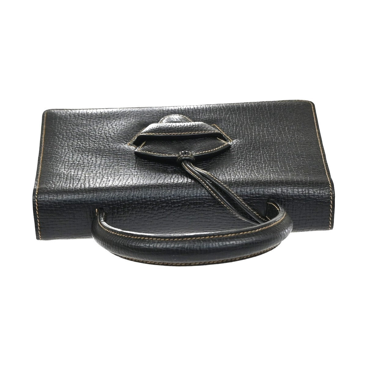 LOEWE Logo Barcelona Shoulder Hand Bag Leather Black GHW Spain 87YH942