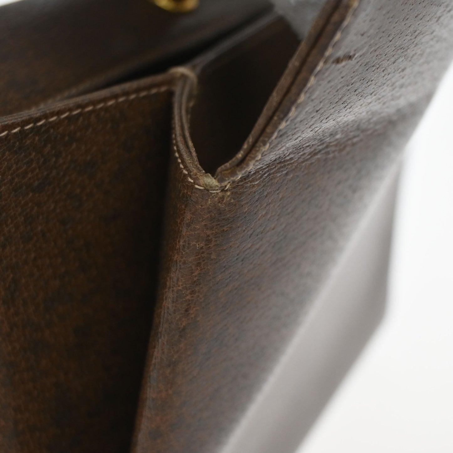 GUCCI Logo Shoulder Hand Bag Turn Lock Leather Brown GHW Italy 35KD066