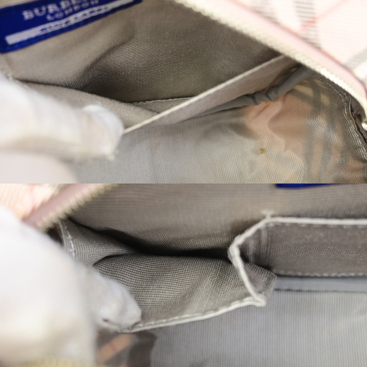 BURBERRY Blue Label Nova Check Shoulder Bag Canvas Leather Pink SHW 69YJ269