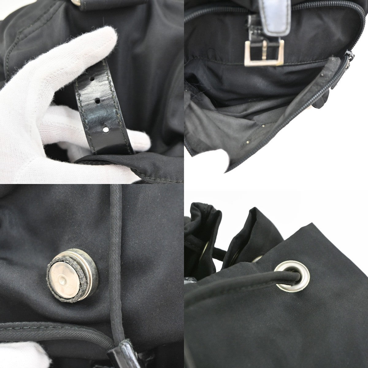 PRADA MILANO Logo Tessuto Strawing Backpack Nylon Leather BK SHW Italy 05CB002