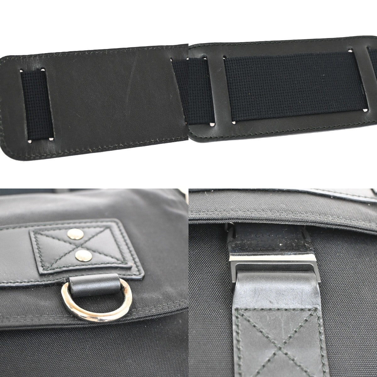 GUCCI Logo Sherry Messenger Shoulder Bag Canvas Leather Black SHW Italy 83KC636