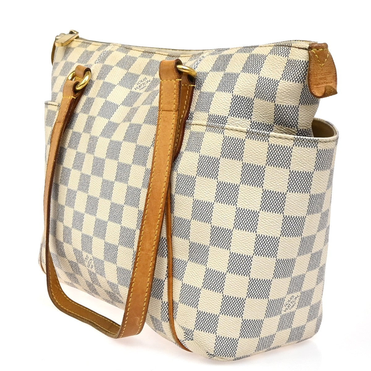 LOUIS VUITTON Totally PM Shoulder Bag Damier Azur Leather White N51261 72ZA257