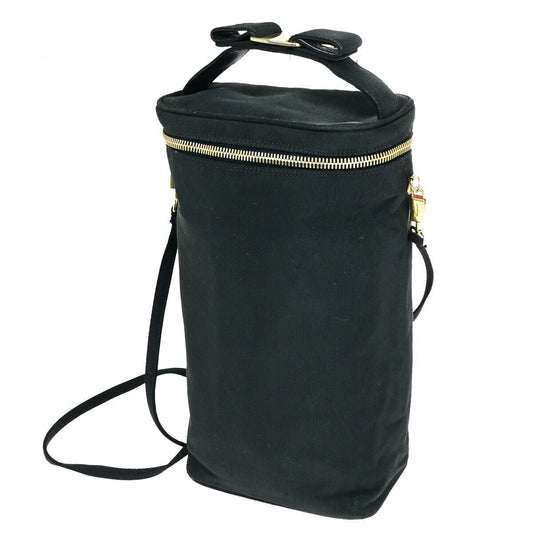SALVATORE FERRAGAMO Vara Vanity Hand Shoulder Bag Canvas Leather Black 09KA255