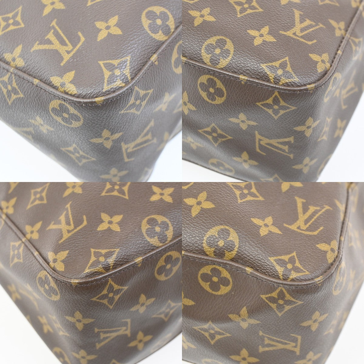 LOUIS VUITTON Logo Looping GM Shoulder Bag Monogram Leather Brown M51145 26RL728