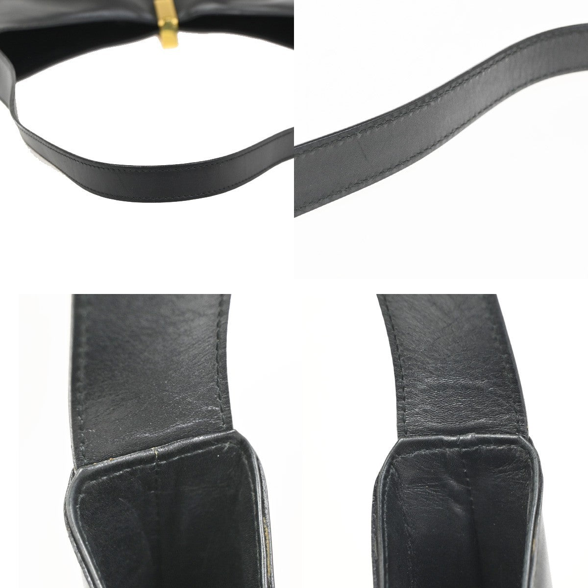 GUCCI Logo Shoulder Hobo Bag Leather Black GHW Italy 60YH905