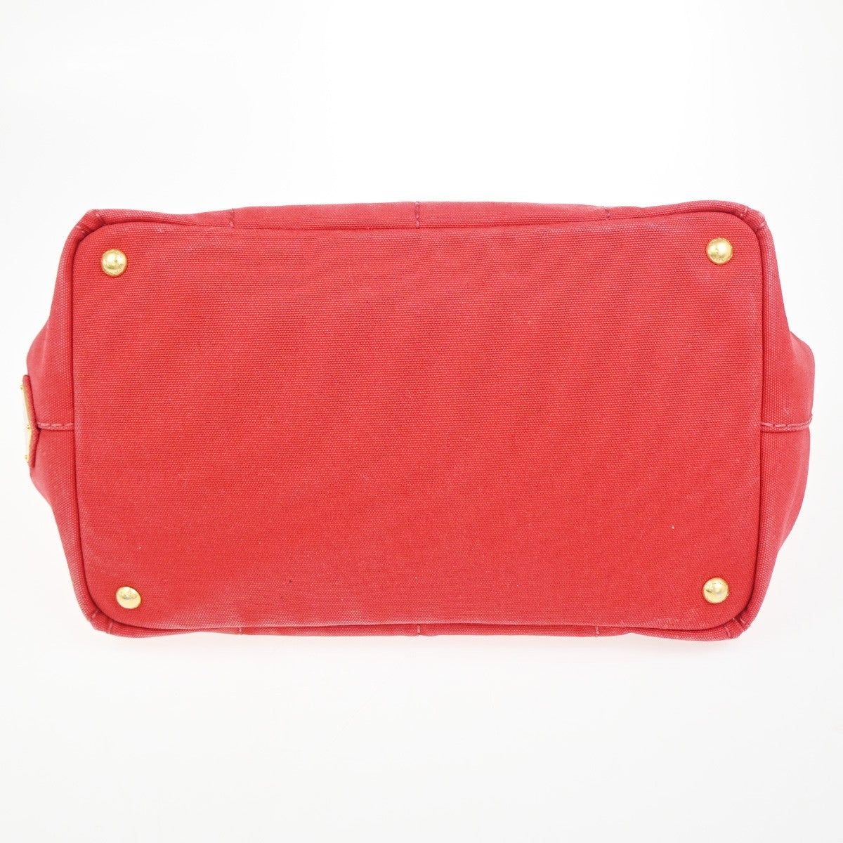 PRADA Logo CANAPA Shoulder Hand Tote Bag Canvas Leather Red GHW Italy 34AA200