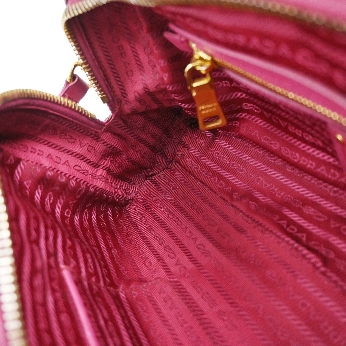 PRADA MILANO Logo 2Way Shoulder Hand Bag Saffiano Leather Pink Orange75KB303