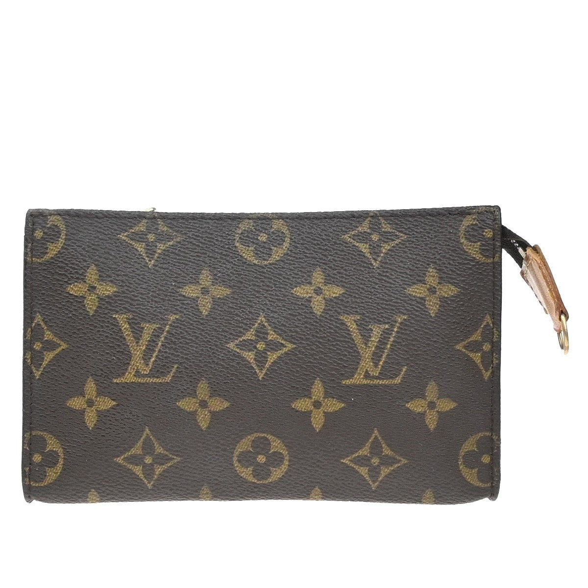LOUIS VUITTON Logo Bucket PM Pouch Bag Monogram Leather Brown France 60KP177