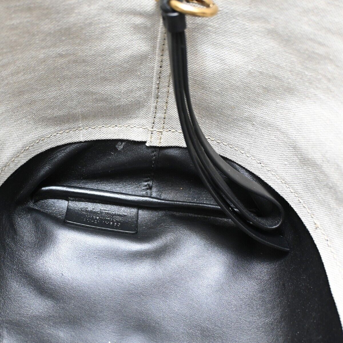 SALVATORE FERRAGAMO Gancini Shoulder Tote Bag Canvas Leather Black Gold 35SH764