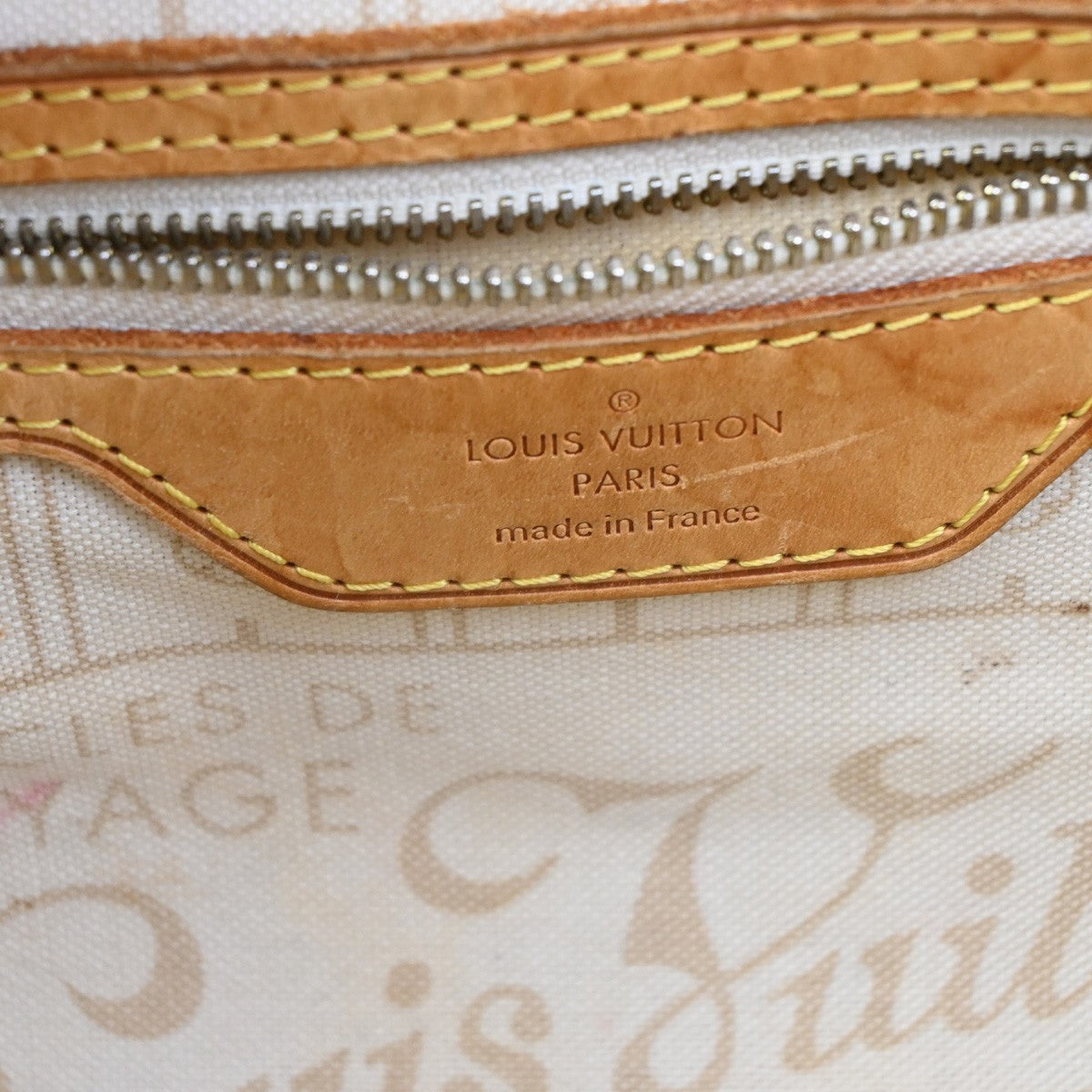 LOUIS VUITTON Neverfull PM Shoulder Tote Bag Damier Azur Leather N51110 74KB806
