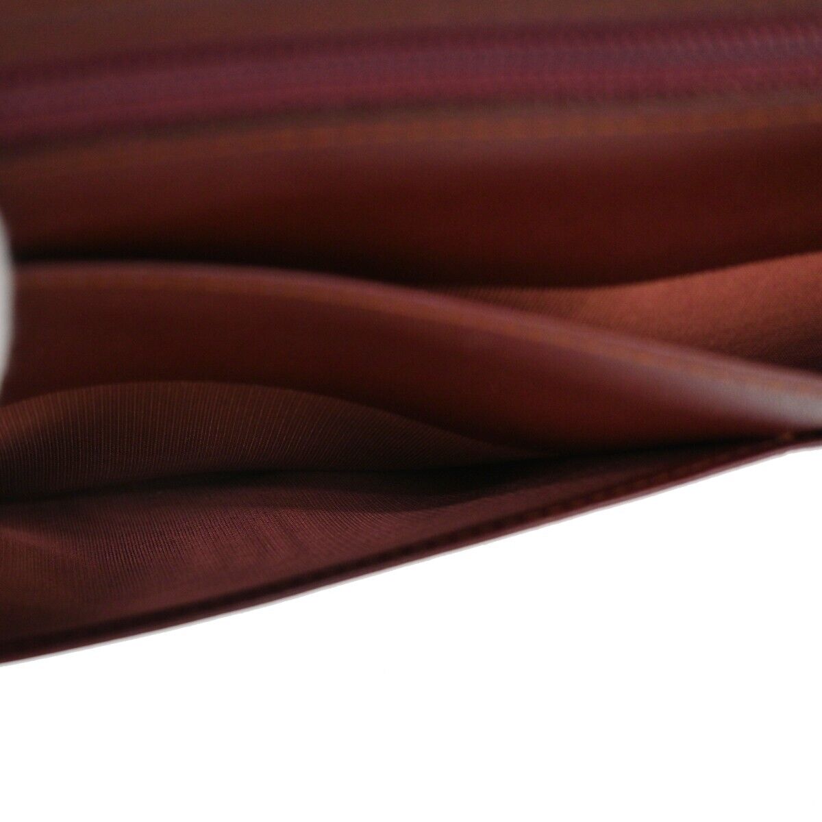 MUST DE CARTIER 2C Logo Wallet Clutch Hand Bag Leather Bordeaux Gold 07EA095