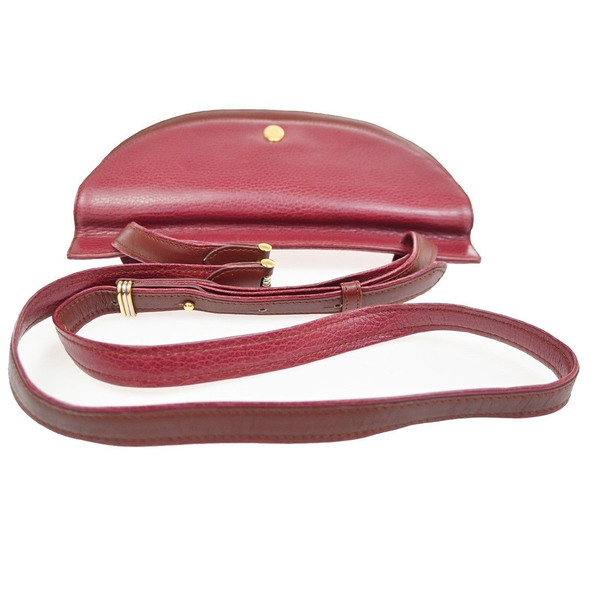 MUST DE CARTIER 2C Logo Shoulder Bag Leather Red GHW Spain 38CA704