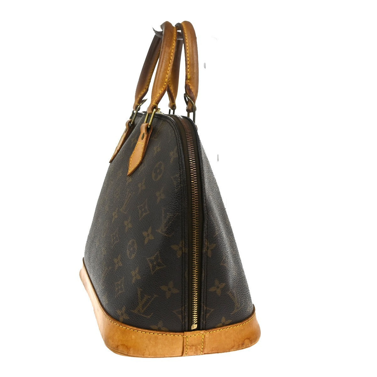 LOUIS VUITTON LV Logo Alma Hand Bag Monogram Leather Brown France M51130 36KC363