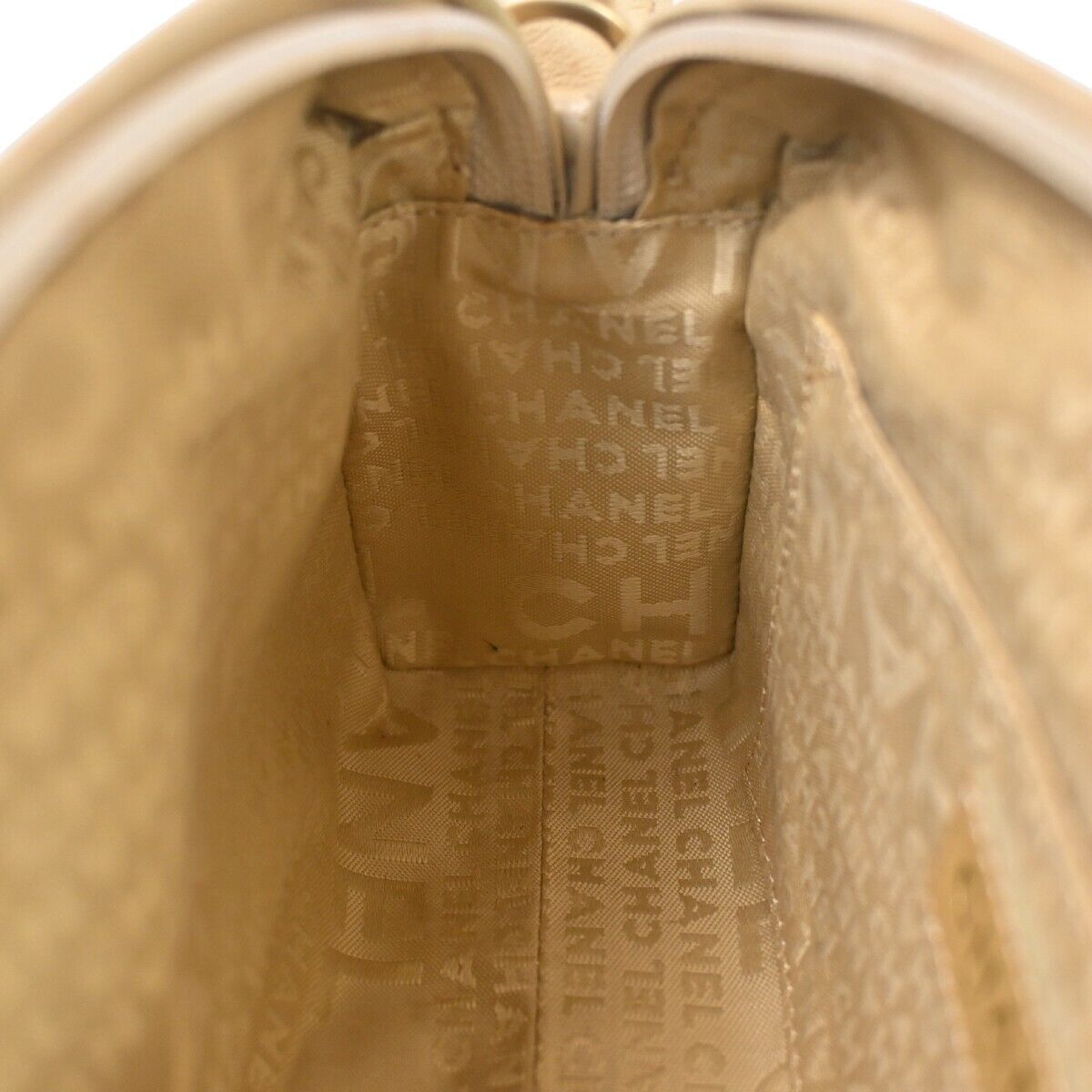 CHANEL CC Logo Chocolate Bar 2Way Hand Bag Leather Beige GHW Italy 11GA902