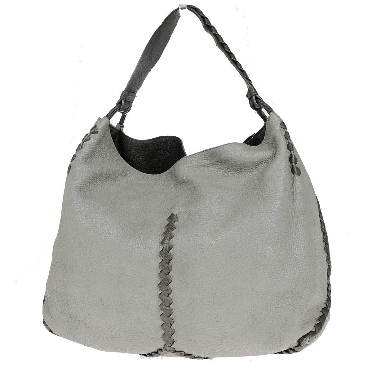 BOTTEGA VENETA Logo Hobo Shoulder Hand Bag Leather Gray Italy 31EC688