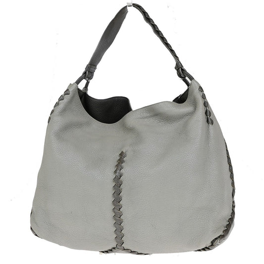BOTTEGA VENETA Logo Hobo Shoulder Hand Bag Leather Gray Italy 31EC688