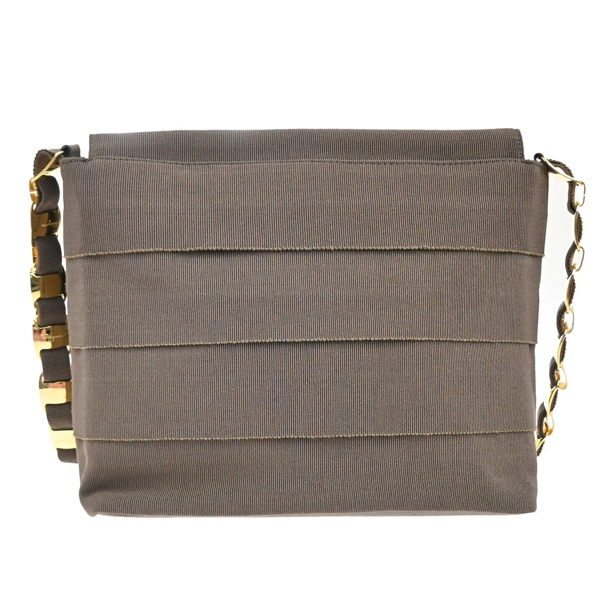 SALVATORE FERRAGAMO Vara Shoulder Bag Canvas Leather Brown GHW Italy 61ZA012