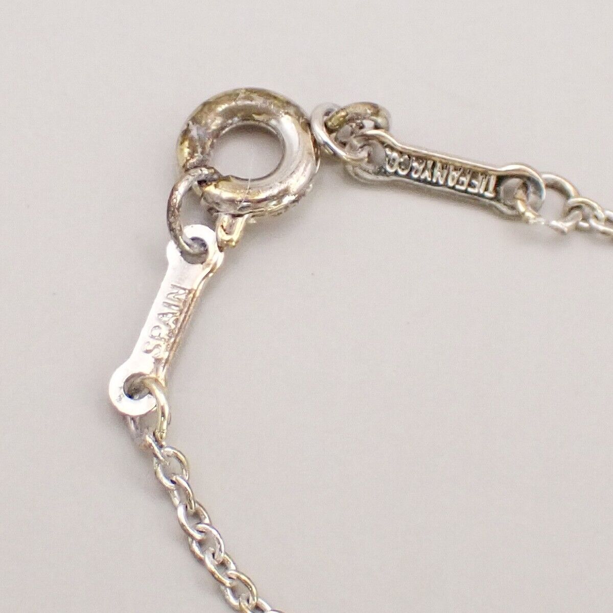 TIFFANY & CO. Open Heart 22mm Chain Necklace Silver Ag 925 Gold-Plated 01YF225