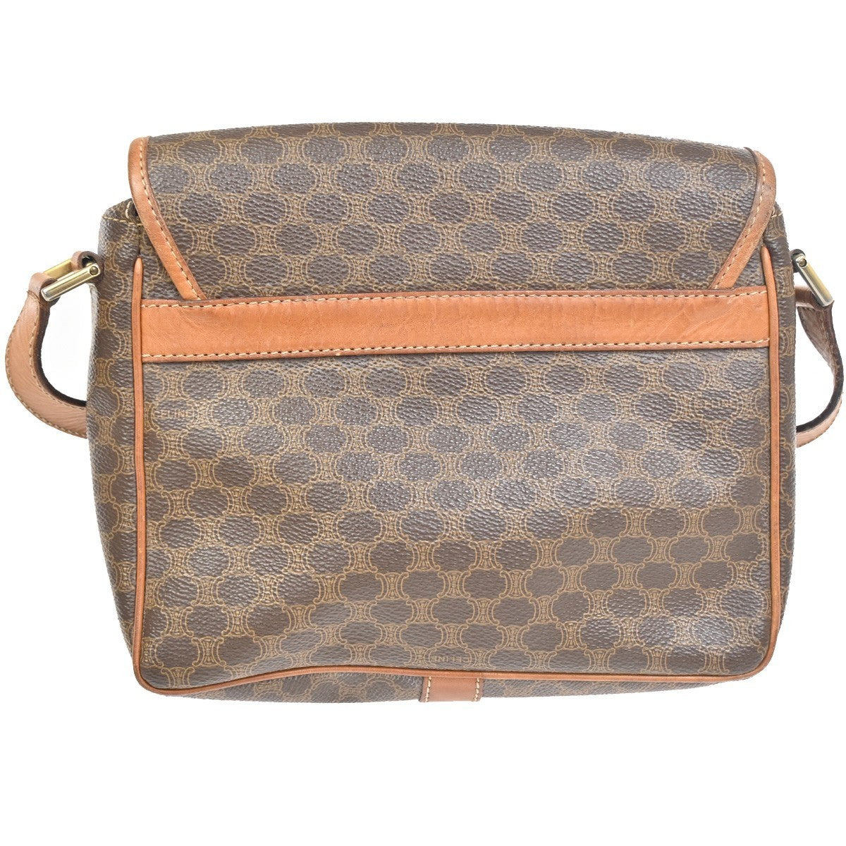 CELINE Logo Macadam Pattern Shoulder Bag PVC Leather Brown Italy GHW 30KC524