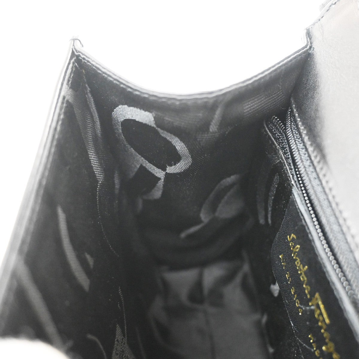 SALVATORE FERRAGAMO Logo Vara 2Way Hand Bag Canvas Leather Black GHW 85YH821
