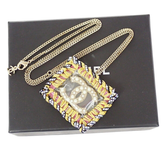 CHANEL CC Logo Chain Necklace A14K Imitation Pearl Gold France Accessory 73RH676