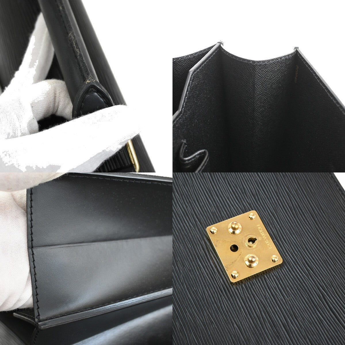 LOUIS VUITTON Serviette Ambassador Briefcase Bag Epi Black GHW M54412 30EE720