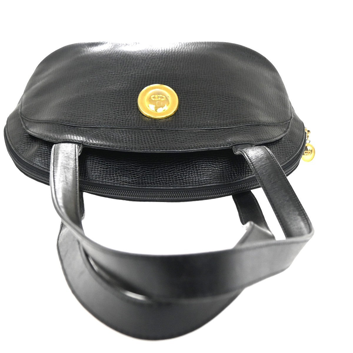 CHRISTIAN DIOR Logo Shoulder Bag Embossing Leather Black GHW France 35MA215
