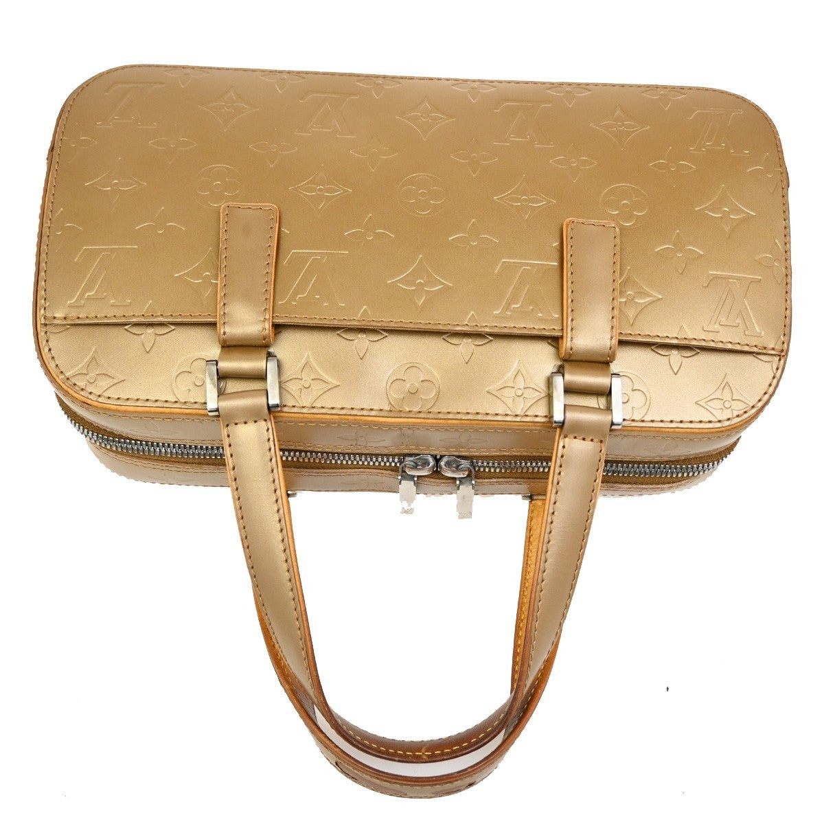 LOUIS VUITTON  Shelton MM Hand Bag Monogram Mat Leather Gold M55177 34TA037