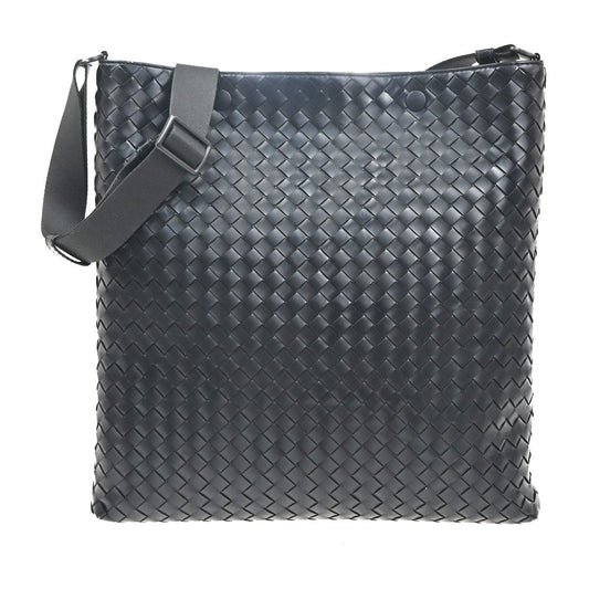 BOTTEGA VENETA Logo Intrecciato Shoulder Bag Leather Black Italy 12RL882