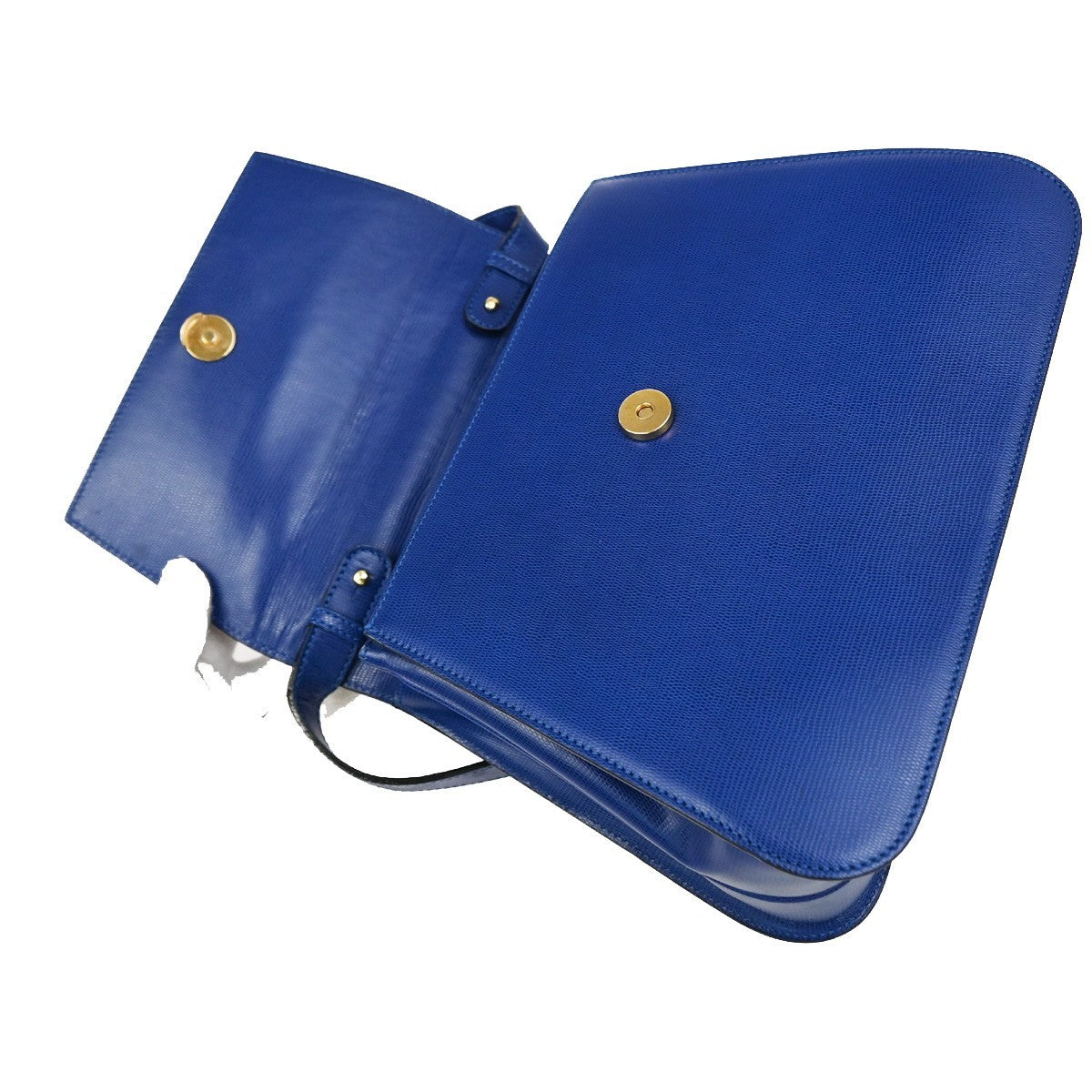 CELINE Circle Logo Shoulder Hand Bag Embossing Leather Blue GHW Italy 70RQ044