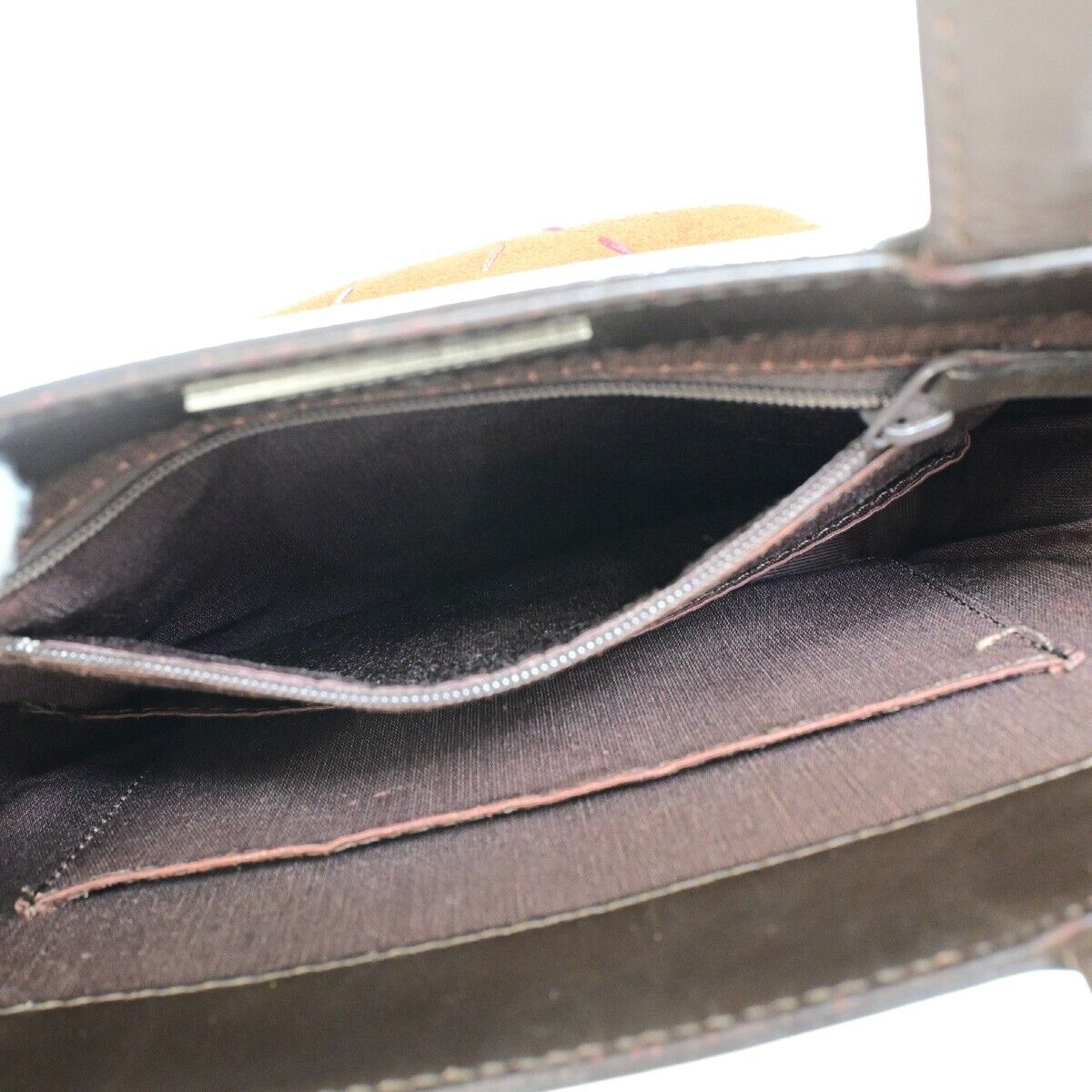 BURBERRY Logo Bicolor Hand Tote Bag Leather Suede Brown 05EB902