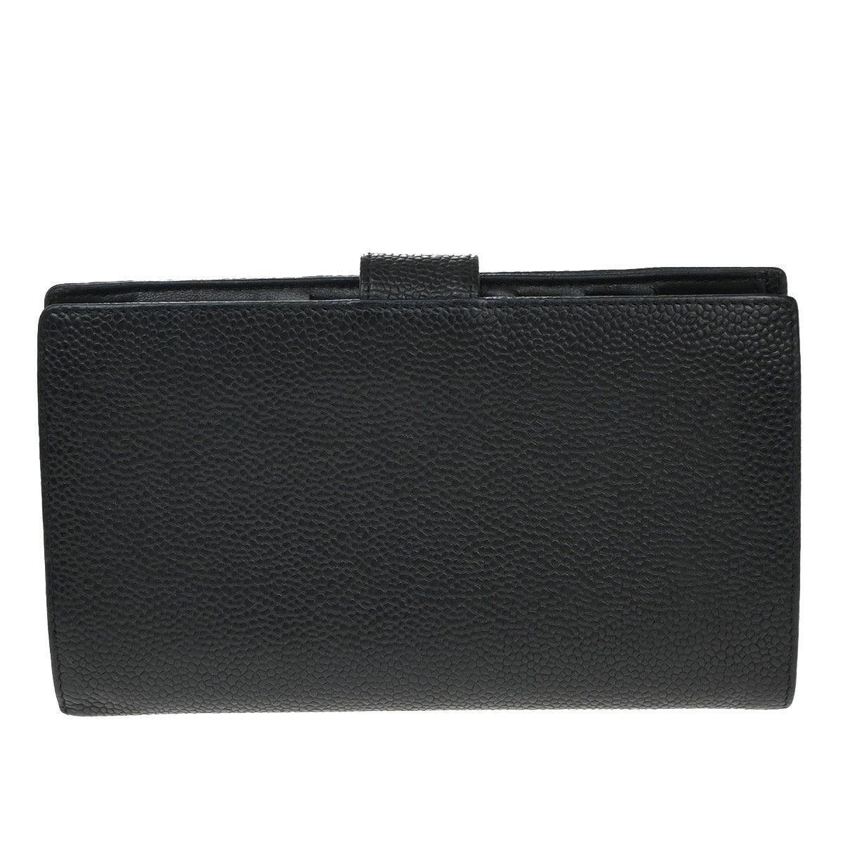 CHANEL CC Logo Long Bifold Wallet Grained Calfskin Leather Black France 79RF777
