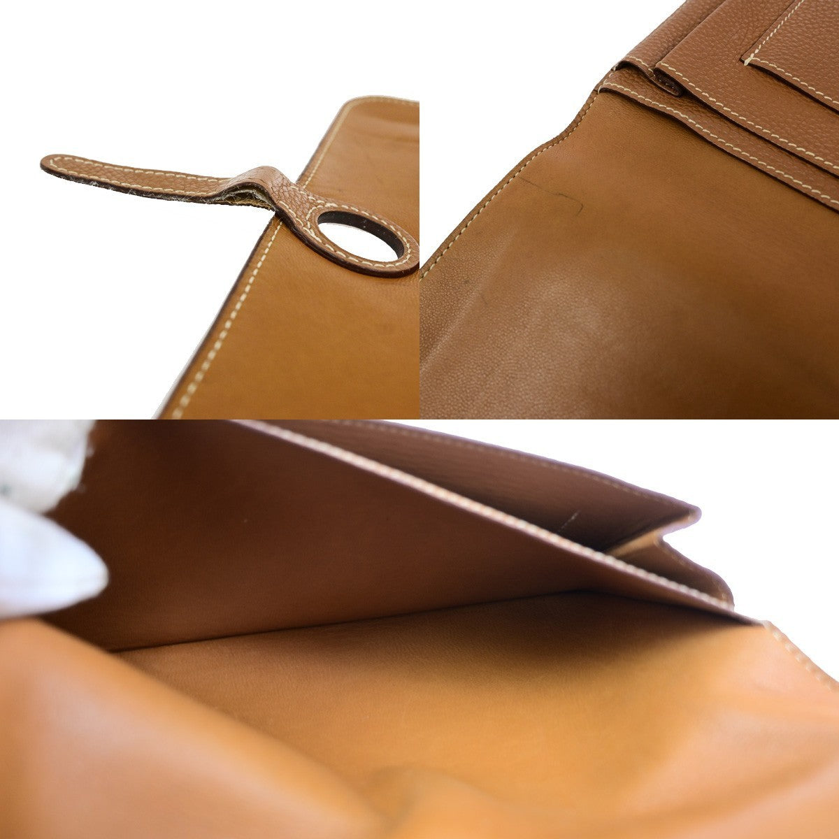 HERMES Logo Dogon GM Long Bifold Wallet Purse Box Calf Leather Brown SHW 84RQ080