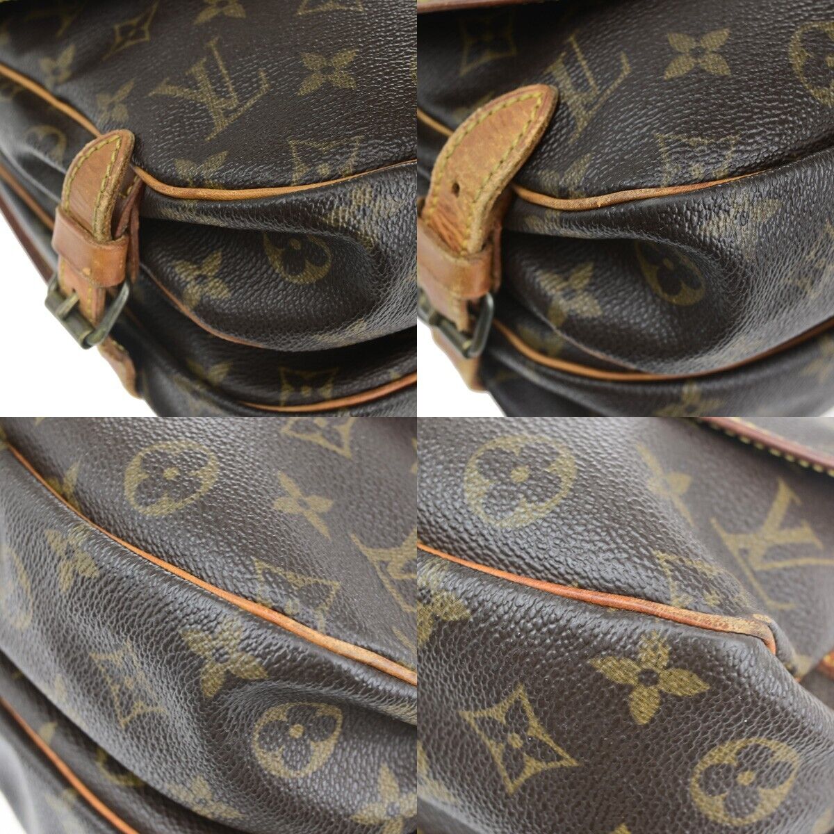 LOUIS VUITTON Logo Saumur 30 Shoulder Bag Monogram Leather Brown M42256 30HC017