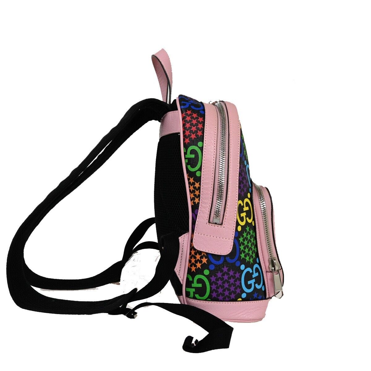 GUCCI Logo GG Psychedelic Backpack Bag Supreme Leather Black Pink Italy 14HB656