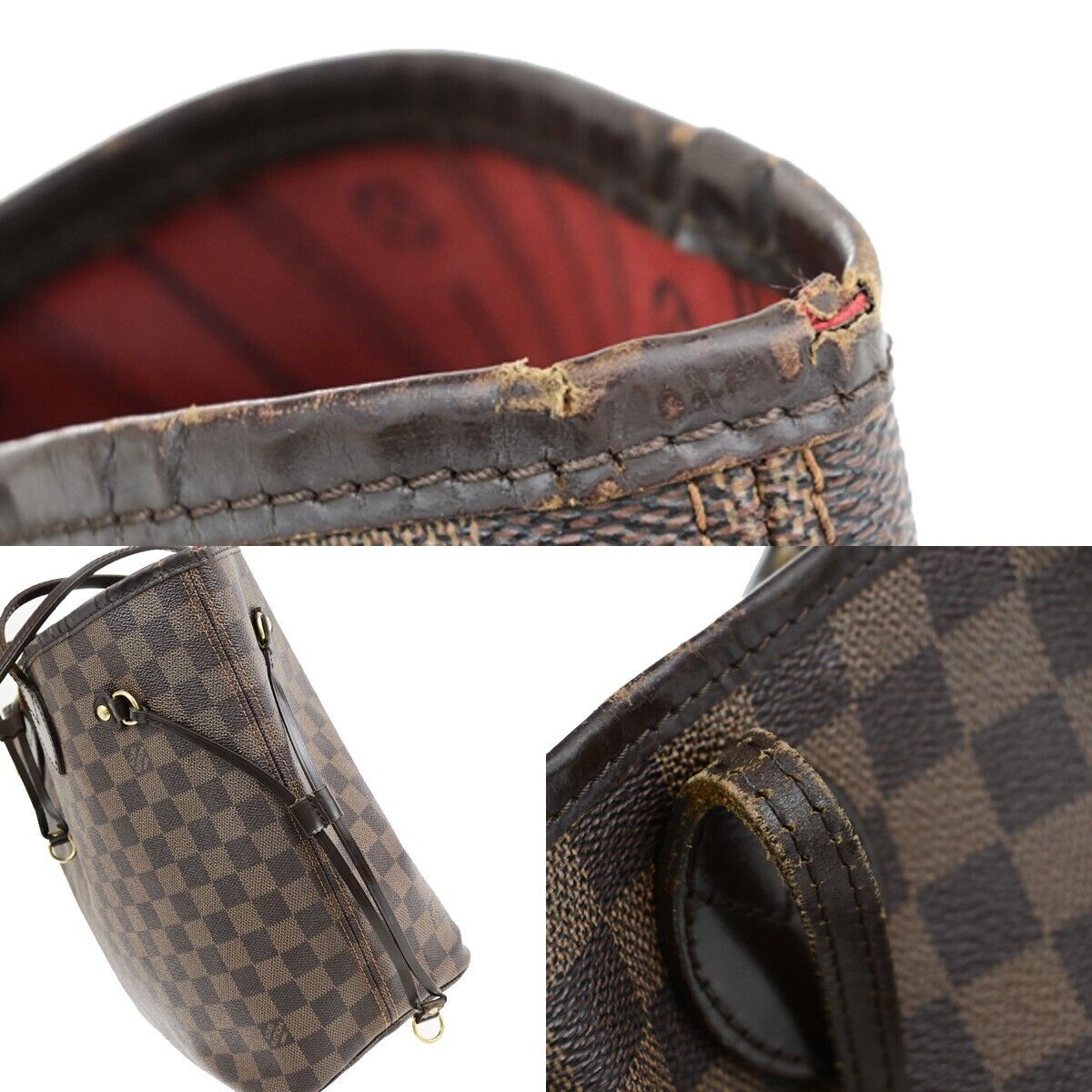 LOUIS VUITTON Neverfull MM Shoulder Bag Damier Ebene Leather BN N51105 73EB748