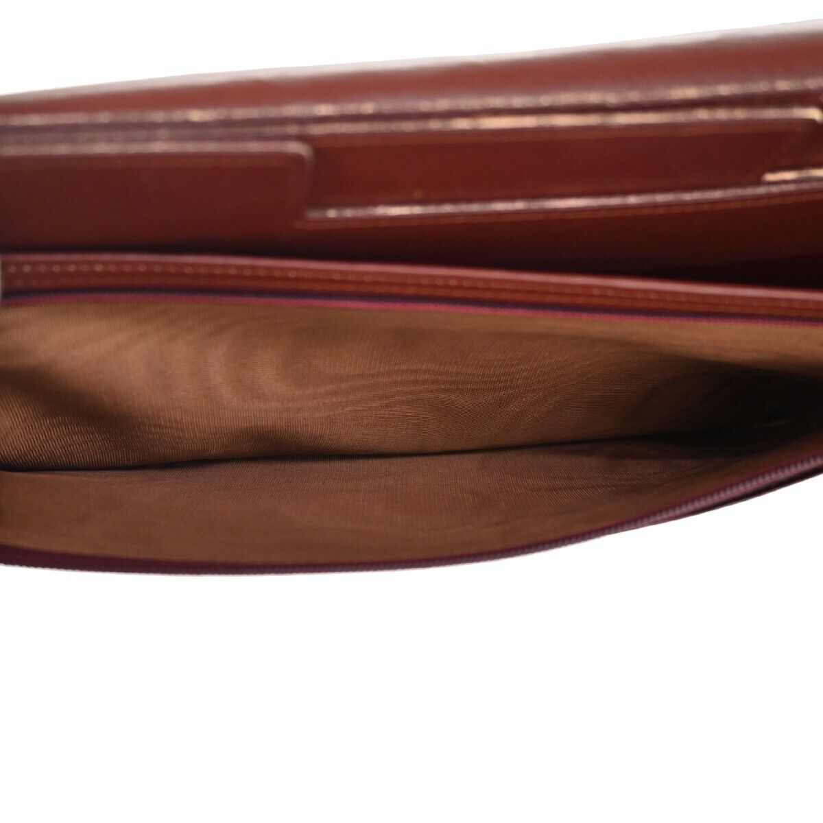 MUST DE CARTIER 2C Logo Wallet Clutch Hand Bag Leather Bordeaux Gold 09EA094