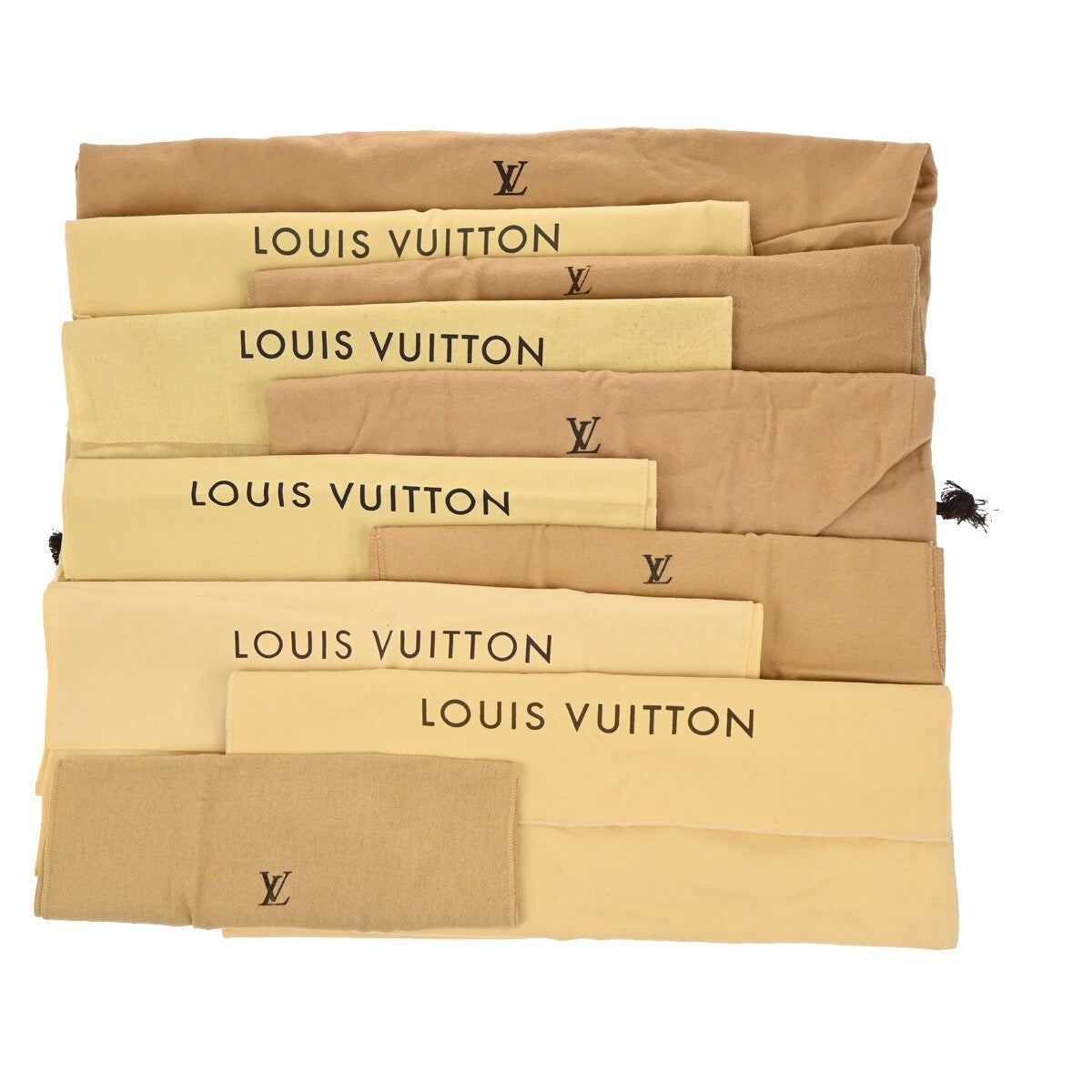 LOUIS VUITTON Logo 10 Set Dust Bag Drawstring Canvas Cotton Beige Brown 09EE134