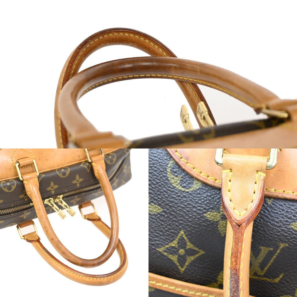 LOUIS VUITTON LV Logo Deauville Hand Bag Monogram Leather Brown M47270 34DA157
