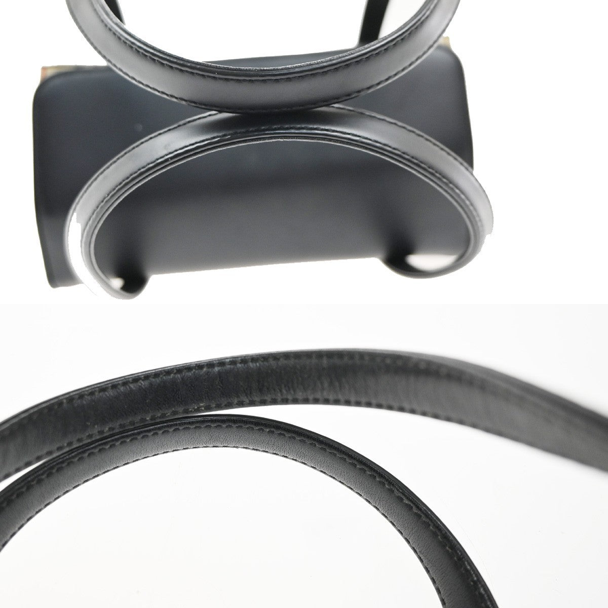 Burbrrys Logo Nova Check Shadow Horse Shoulder Hand Bag Leather Black 30KC505