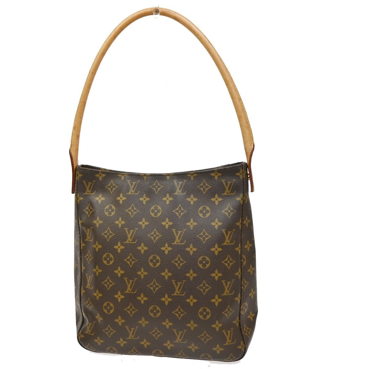 LOUIS VUITTON Logo Looping GM Shoulder Bag Monogram Leather Brown M51145 72CA723