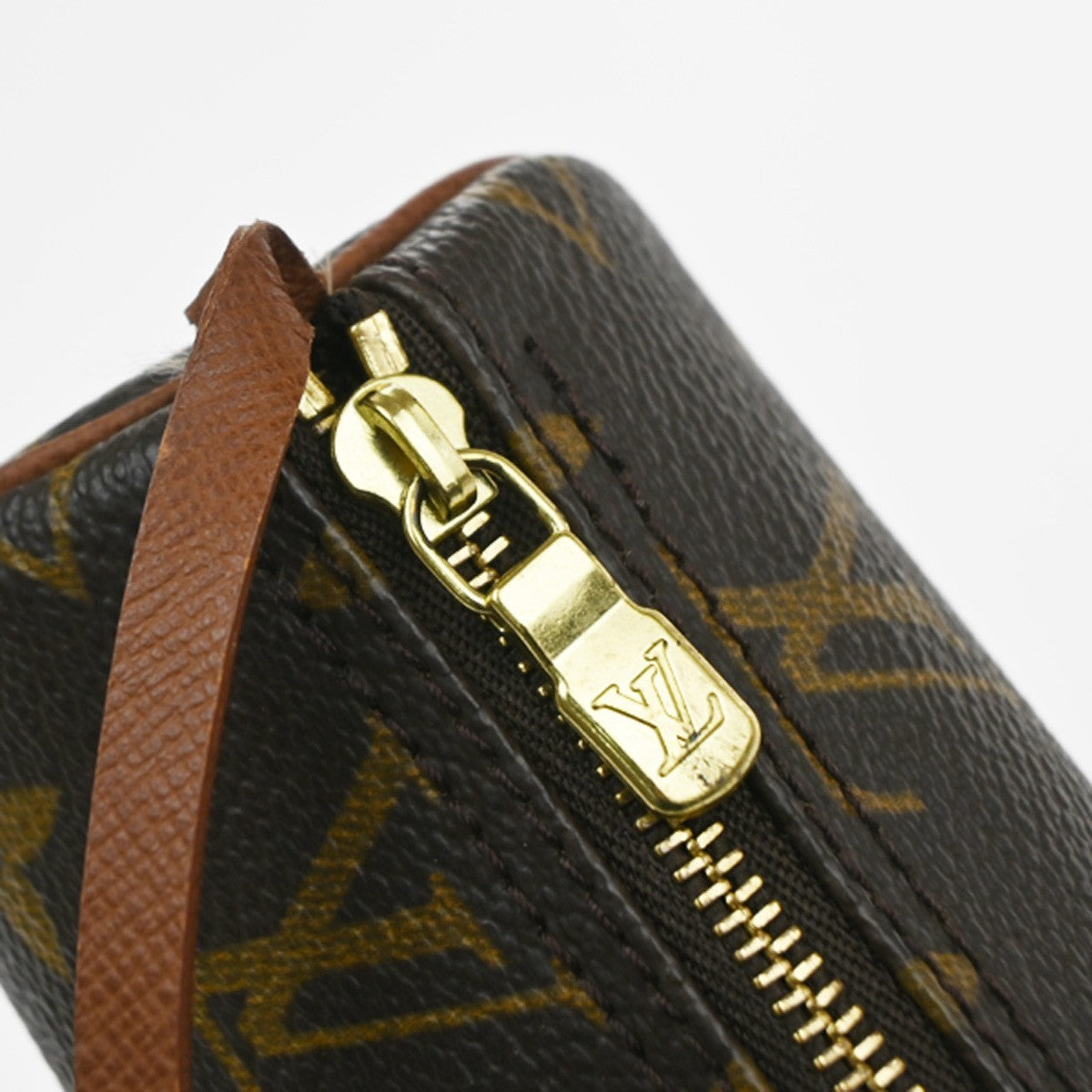 LOUIS VUITTON LV Papillon Pouch Bag Monogram Leather Brown France 38MA591