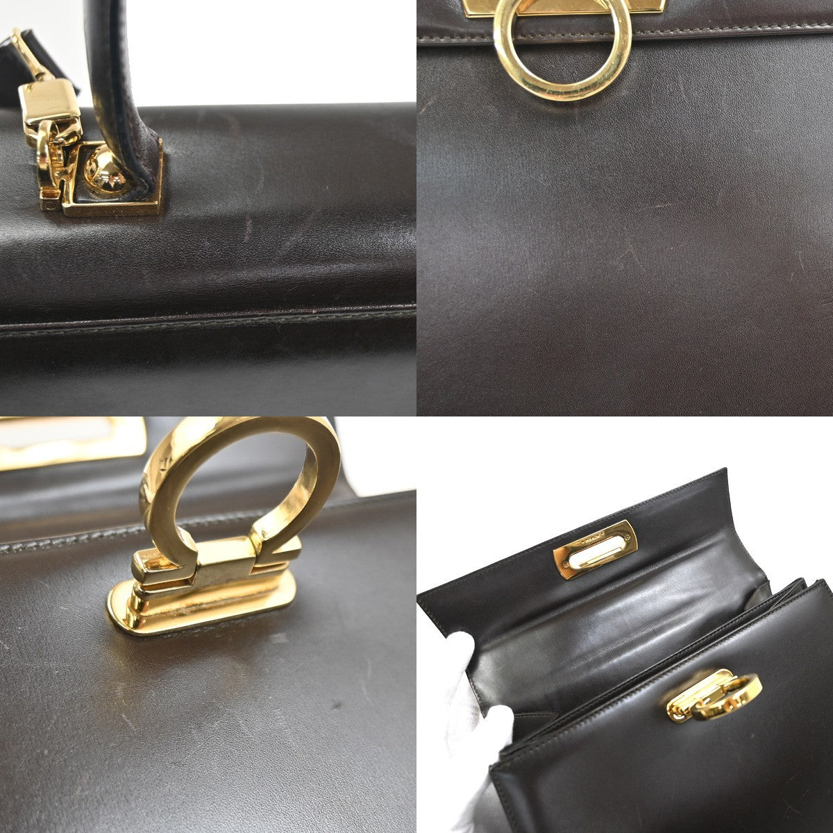 SALVATORE FERRAGAMO Gancini 2Way Shoulder Hand Bag Leather BN Italy GHW 83RL933