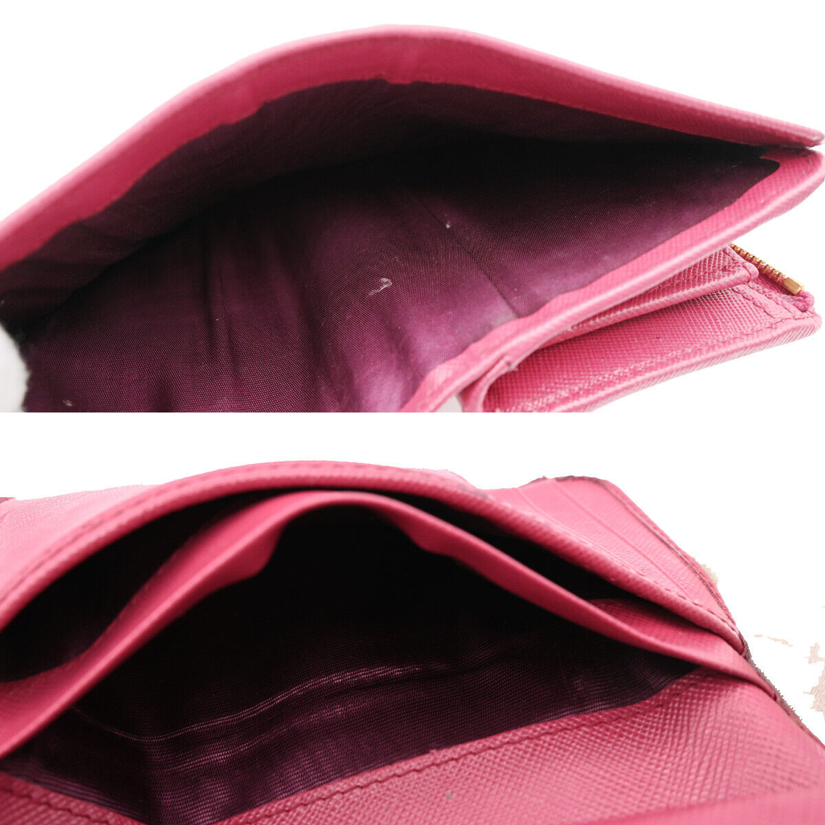 PRADA Logo Saffiano Bifold Wallet Purse Ibisco Pink GHW 69YE529