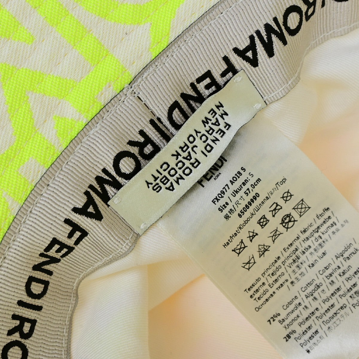 FENDI×MARC JACOBS Logo Bucket Hat #S Cotton Yellow Italy 64RL016