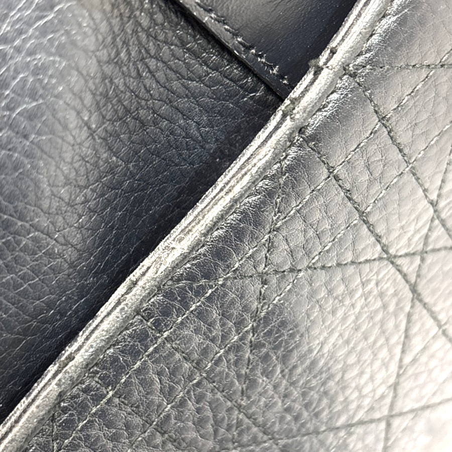 CHRISTIAN DIOR Logo Cannage Mini Boston Hand Bag Leather Black SHW Italy 96MA500