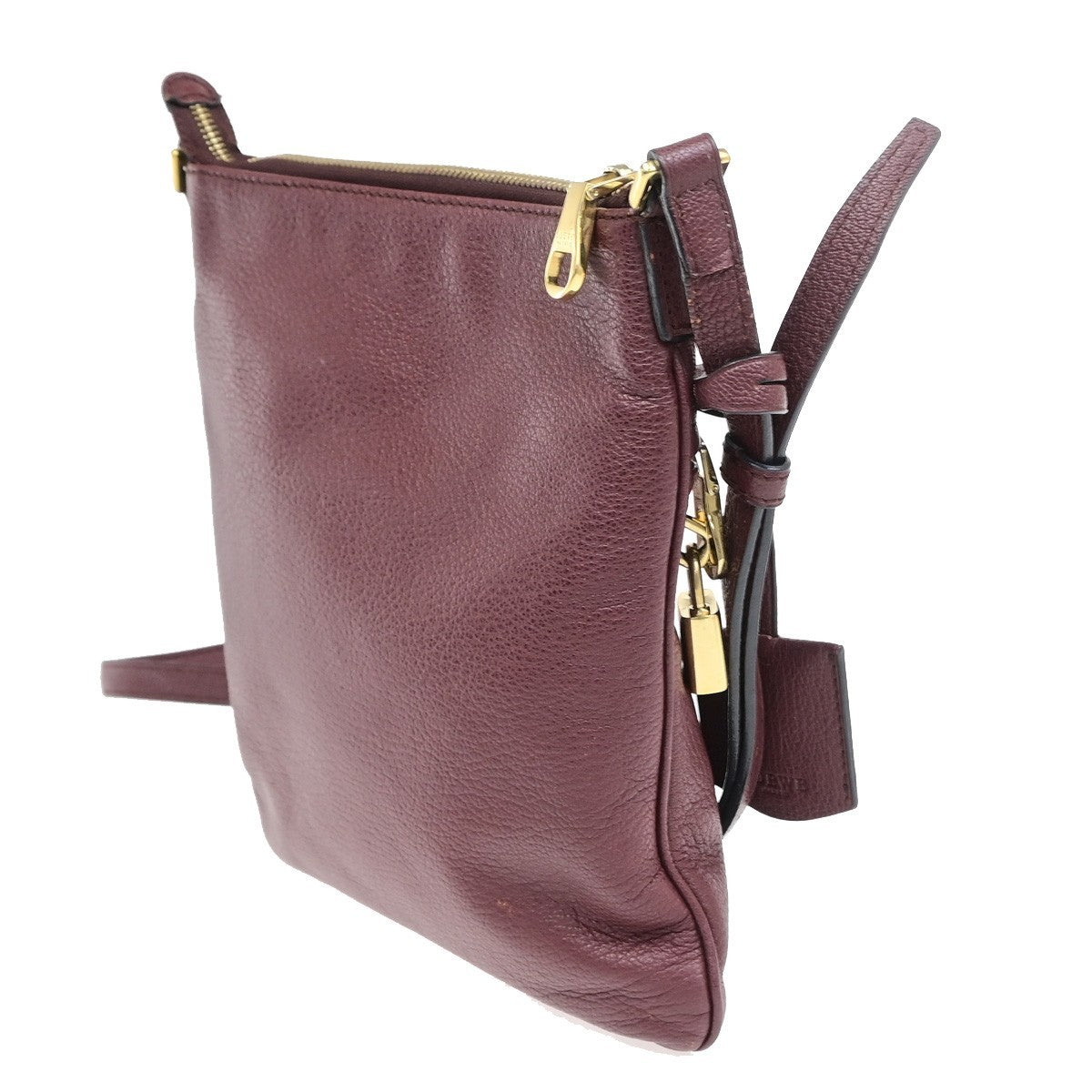 LOEWE Logo Anagram Crossbody Shoulder Bag Leather Red SHW Spain 87CB049