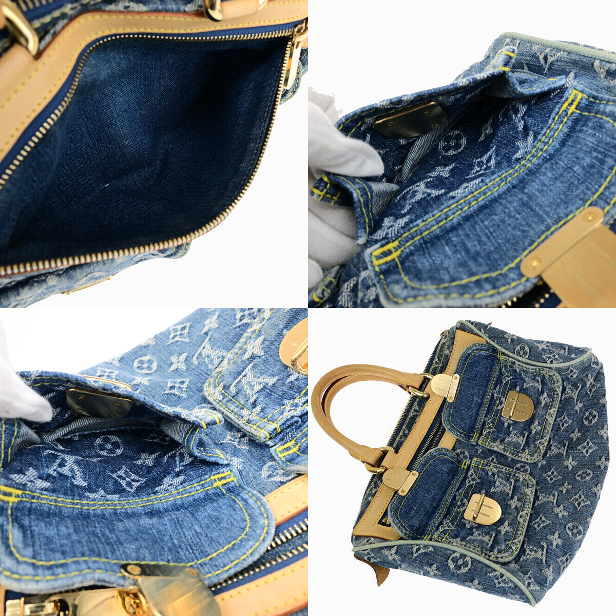 LOUIS VUITTON Neo Speedy Hand Bag Monogram Denim Leather Blue M95019 648YF702
