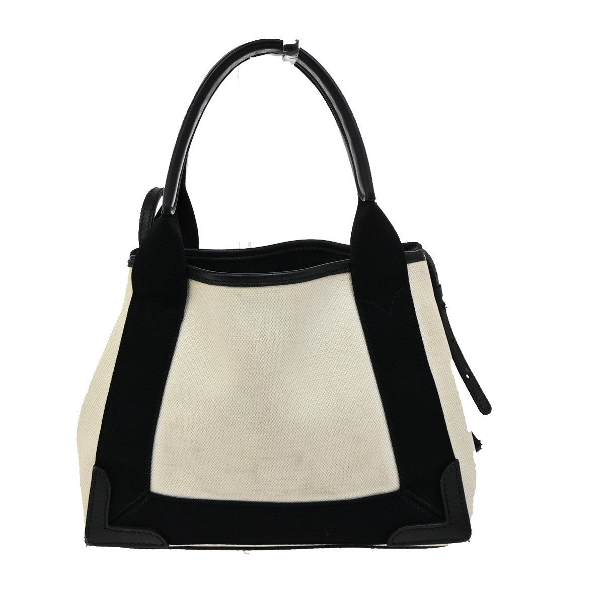 BALENCIAGA Navy Cabas XS 2Way Shoulder Hand Bag Canvas Leather White 39FC026