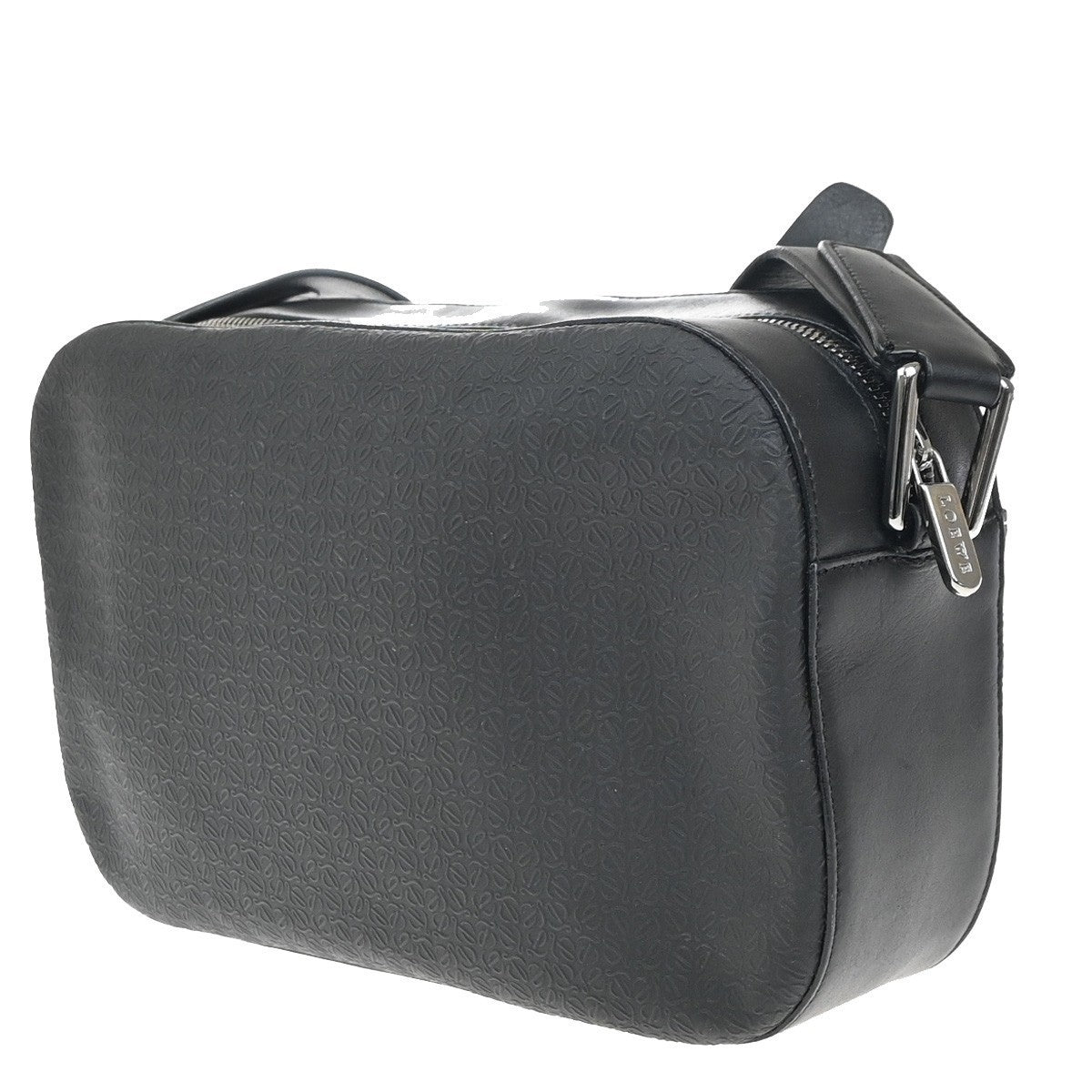LOEWE Logo Repeat Anagram Crossbody Shoulder Bag PVC Leather Black 32EG246